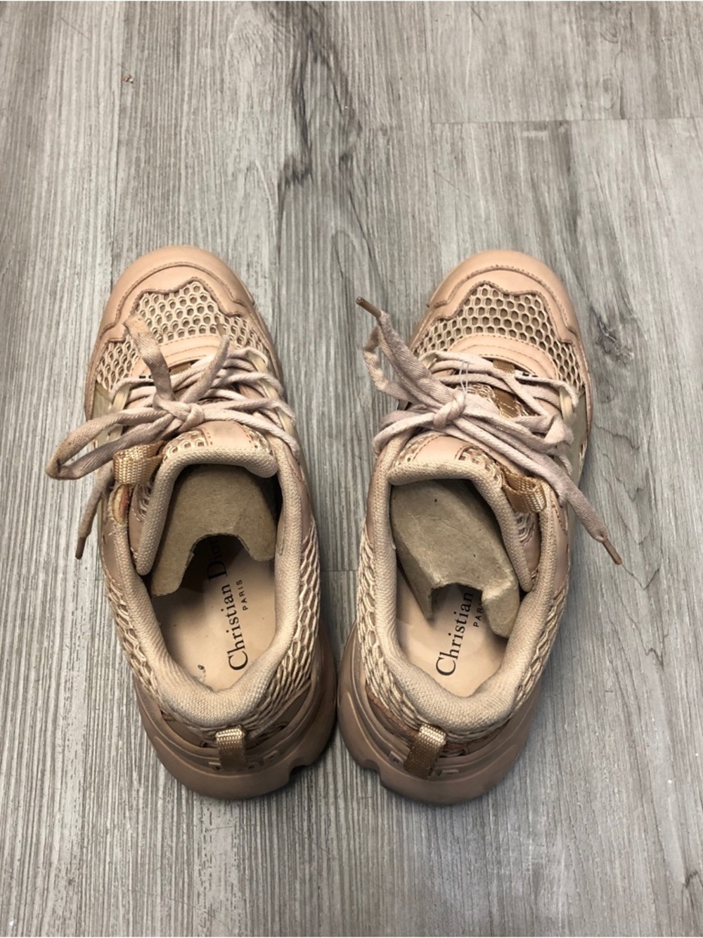 Dior Women's Sneakers in Light Beige Mesh & Leather - Picture 4 of 5